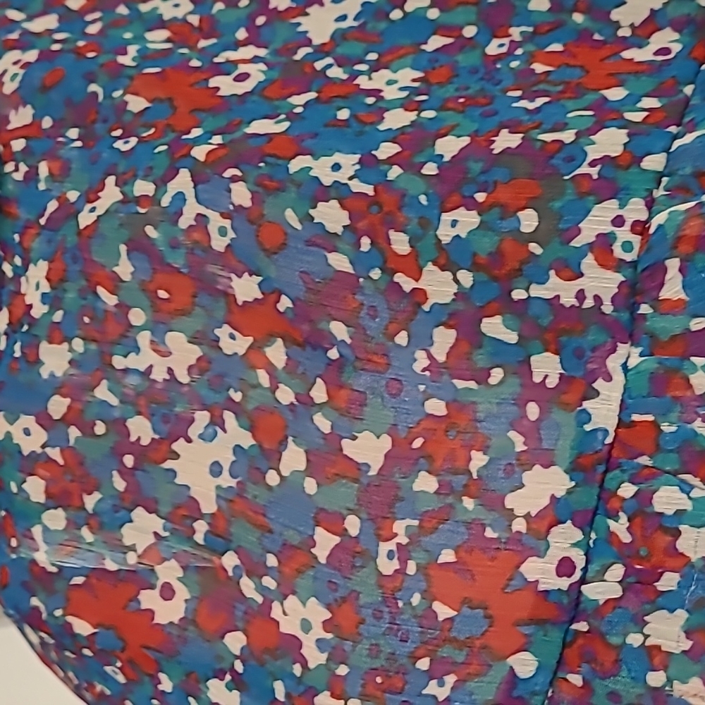 Blue Splatter Pattern Sheer Ruched Tank Top - Picture 3 of 5